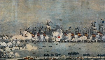 Batalla del Lago de Maracaibo 1823 Guerra Marítima Pinturas al óleo